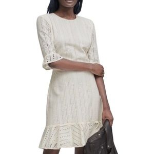 Banana Republic 3/4 Sleeve Flounce White eyelet dress 8